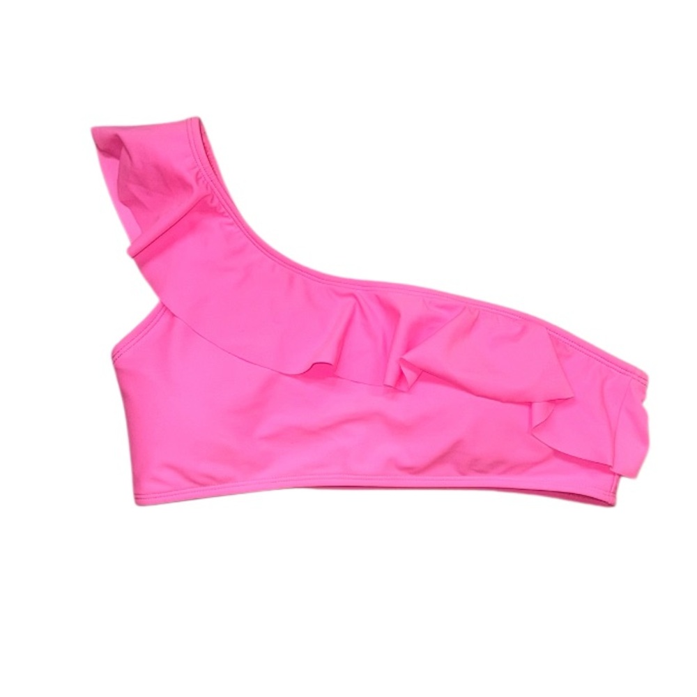 COTTON CANDY neon pink stripe high rise one shoulder bikini women’s size medium - Picture 3 of 14